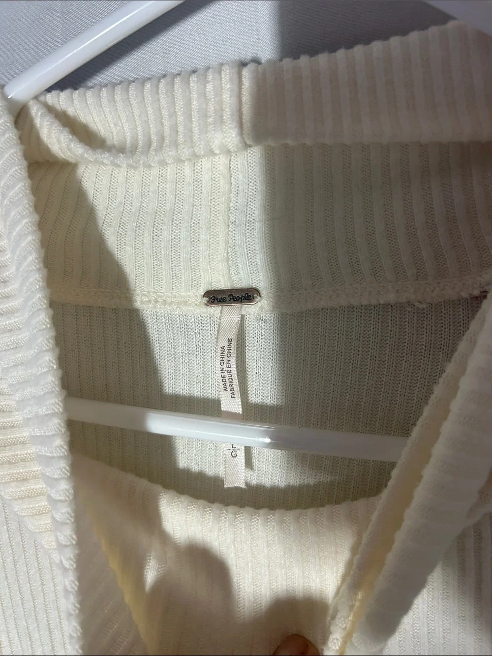Free People Cream Turtleneck with Multicolor Fair Isle Sleeves